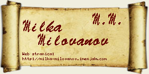 Milka Milovanov vizit kartica